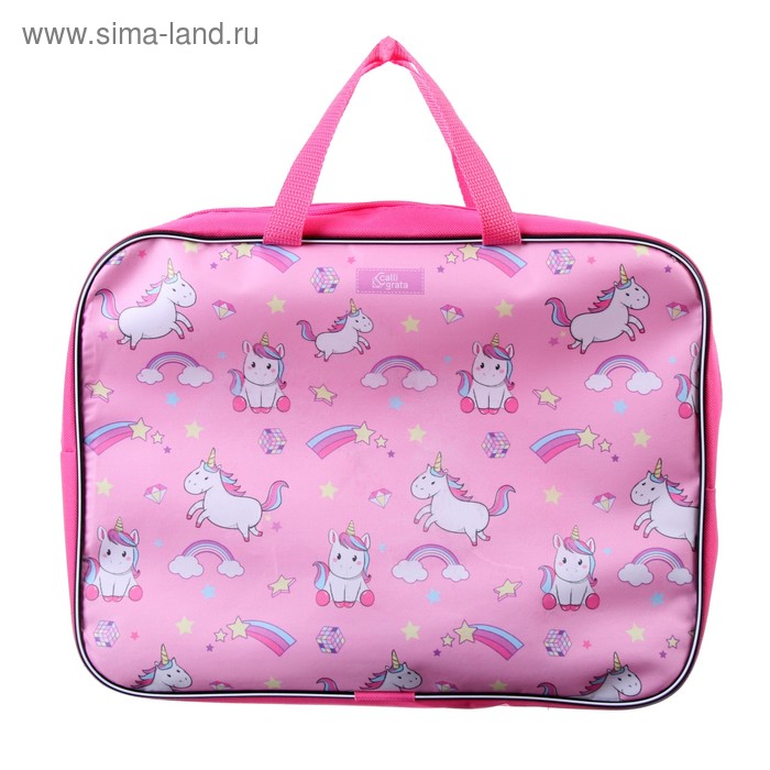 Папка с ручками текстильная, А4, 330×260×70 мм, Calligrata, «Единорожки» - Фото 1