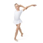 Купальник гимнастический Grace Dance, с юбкой, с коротким рукавом, р. 28, цвет белый - Фото 4