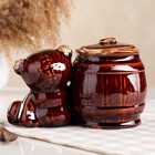 Бочонок "Мишка с мёдом", коричневый, керамика, 0.7 л - Фото 2