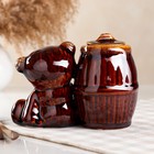 Бочонок "Мишка с мёдом", коричневый, керамика, 0.4 л - Фото 2