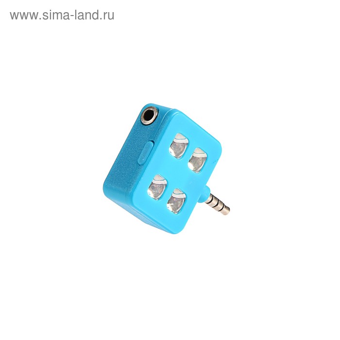 Вспышка-подсветка для селфи 4LED, аккумуляторная, 3.5 Jack, кабель в комплекте, голубая - Фото 1