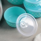 Набор ланч-боксов пластиковых «Горошек», 5 шт: d=22, 19, 16, 13,5, 11,5 см, цвет МИКС - Фото 3