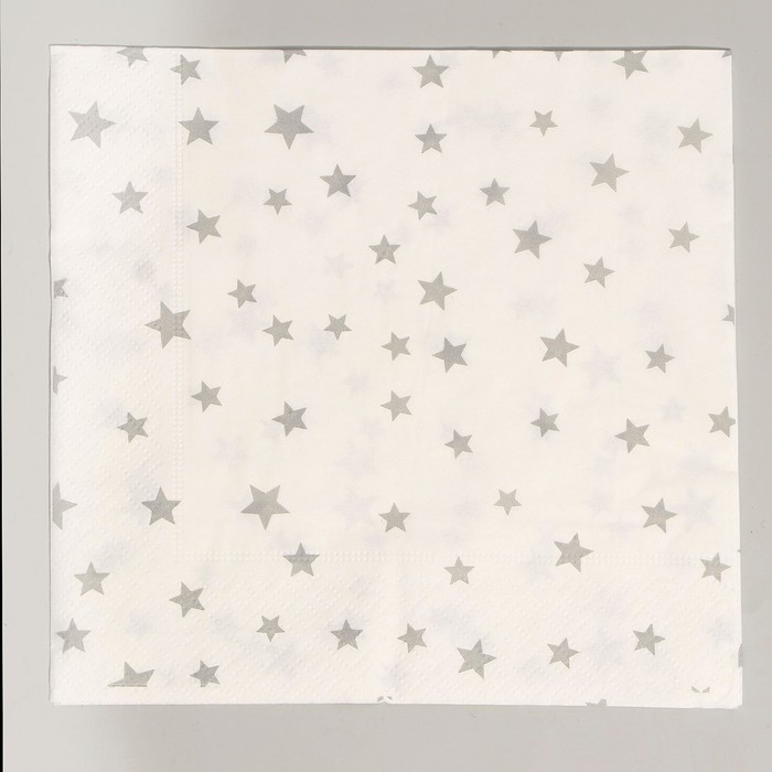 Салфетки бумажные «Звёздочки», 33х33 см, набор 20 шт., цвет серебряный - Фото 1