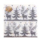 Салфетки новогодние бумажные «Зимний лес», 33×33 см, набор 20 шт. - Фото 3