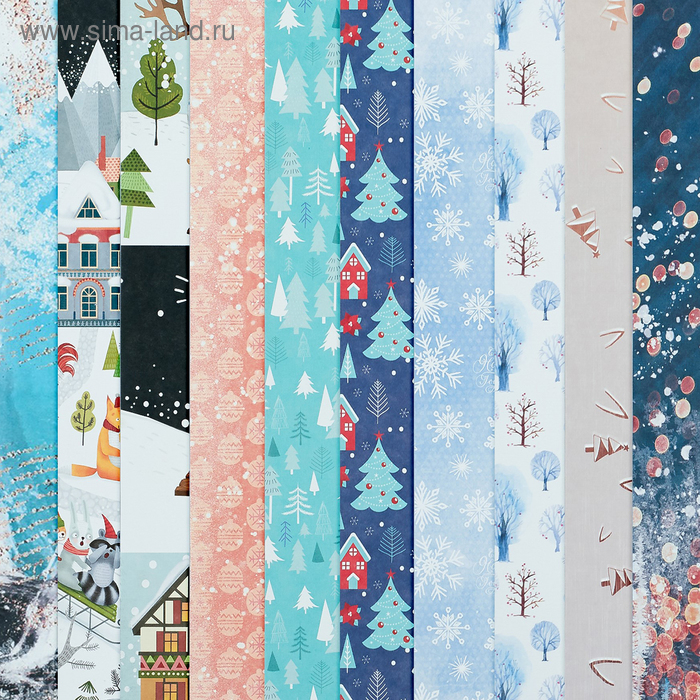 Набор бумаги для скрапбукинга «Новогодняя ночь», 10 листов, 30.5 × 30.5 см - Фото 1