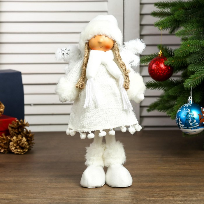 Кукла интерьерная "Ангелочек Геля в белом платье" 28х8х14 см - фото 1907015912