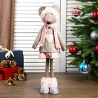 Кукла интерьерная "Мышка в бежевом свитере и розовой юбочке" 62х14х16 см - фото 8840472