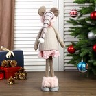 Кукла интерьерная "Мышка в бежевом свитере и розовой юбочке" 62х14х16 см - Фото 3