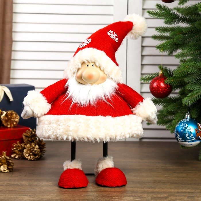 Кукла интерьерная &quot;Дедушка Мороз в красном кафтане и колпаке со снежинками&quot; 44х21х31 см