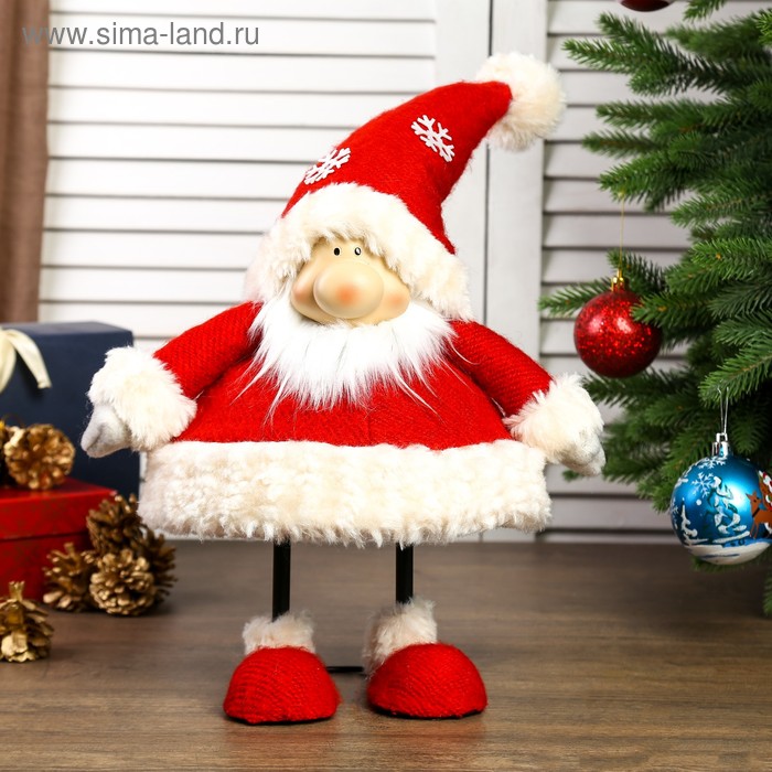 Кукла интерьерная "Дедушка Мороз в красном кафтане и колпаке со снежинками" 44х21х31 см - Фото 1