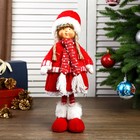 Кукла интерьерная "Девочка Валя в красном наряде, в шапке с бомбошкой" 38х12х17 см - фото 2558497
