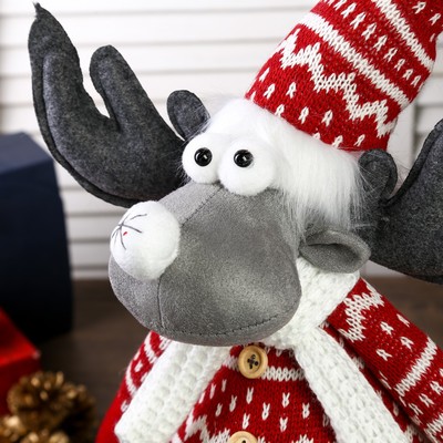 Кукла интерьерная "Лосик в шубке с зимними узорами" 56х19х20 см