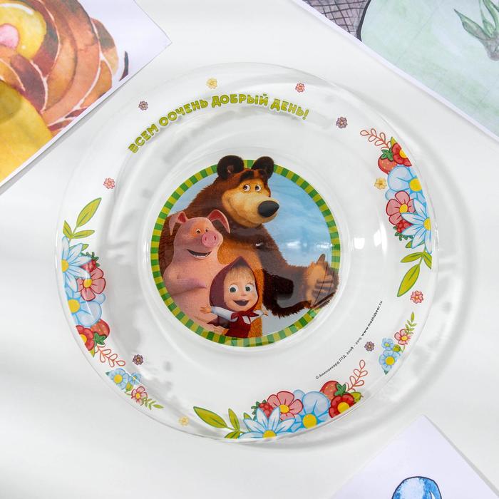 Набор посуды детский «Маша и Медведь. Добрый день», 3 предмета: кружка 250 мл, салатник d=12,8 см, тарелка d=19,5 см - фото 1907015971