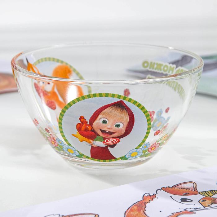 Набор посуды детский «Маша и Медведь. Добрый день», 3 предмета: кружка 250 мл, салатник d=12,8 см, тарелка d=19,5 см - фото 1907015979