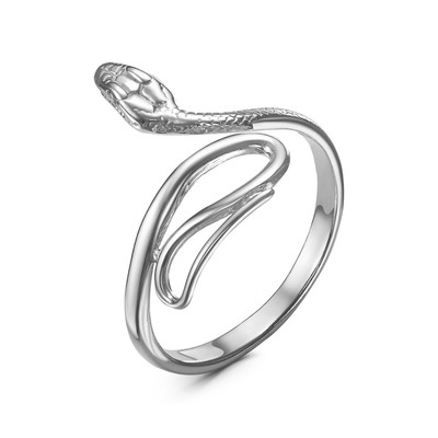 Кольцо новогоднее «Змея» петля, посеребрение с оксидированием, безразмерное
