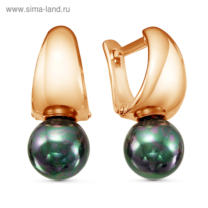 Серьги «Минимал» жемчуг черный, позолота - Фото 1