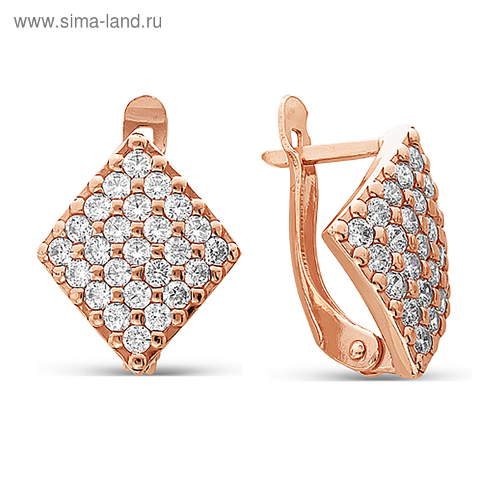 Серьги «Ромб» крупный, позолота - Фото 1