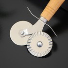 Нож для пиццы и теста двойной Доляна «Классик», 16 см, нержавеющая сталь, бежевый - Фото 3