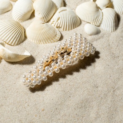 Невидимка для волос "Жемчужный рай" 6 см треугольник