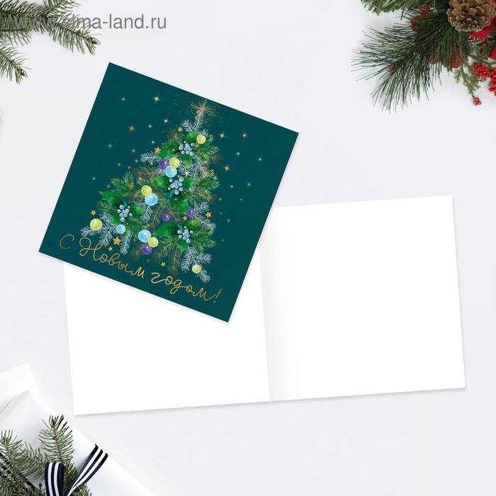 Мини-открытка «С Новым годом!» ёлочка, 7 × 7 см - Фото 1