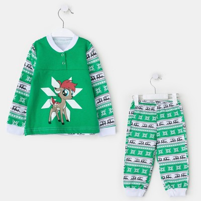 Пижама детская, цвет зеленый, рост 92