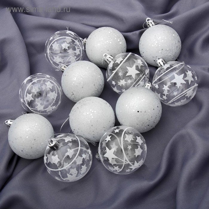 Ёлочные игрушки «Млечный путь», шары новогодние, набор 12 шт., d=6 см, белый - Фото 1
