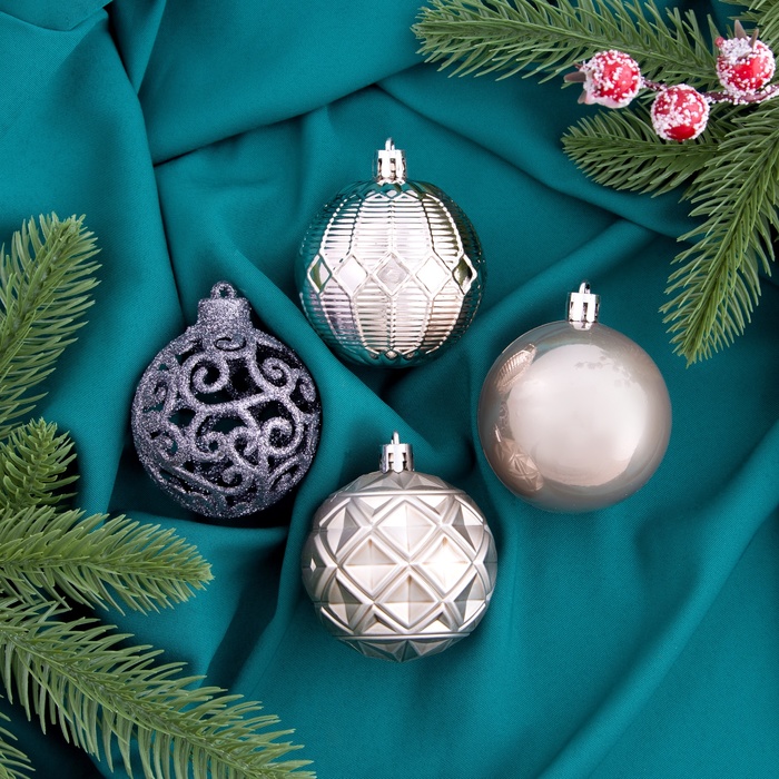 Ёлочные игрушки «Винтажный узор», шары новогодние, d=6 см, набор 16 шт., МИКС - Фото 1