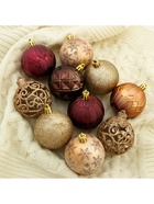 Ёлочные игрушки «Винтажный узор», шары новогодние, d=6 см, набор 16 шт., кофейный МИКС - Фото 4