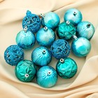 Набор шаров пластик d-6 см, 16 шт "Винтаж" голубой - фото 318637463