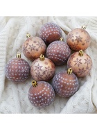 Ёлочные игрушки «Морозное утро», шары новогодние, набор 9 шт., d=6 см, коричневые - Фото 3