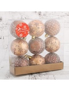Ёлочные игрушки «Морозное утро», шары новогодние, набор 9 шт., d=6 см, коричневые - Фото 4