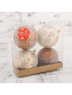 Ёлочные игрушки «Морозное утро», шары новогодние, d=10 см, набор 4 шт., коричневый - Фото 4