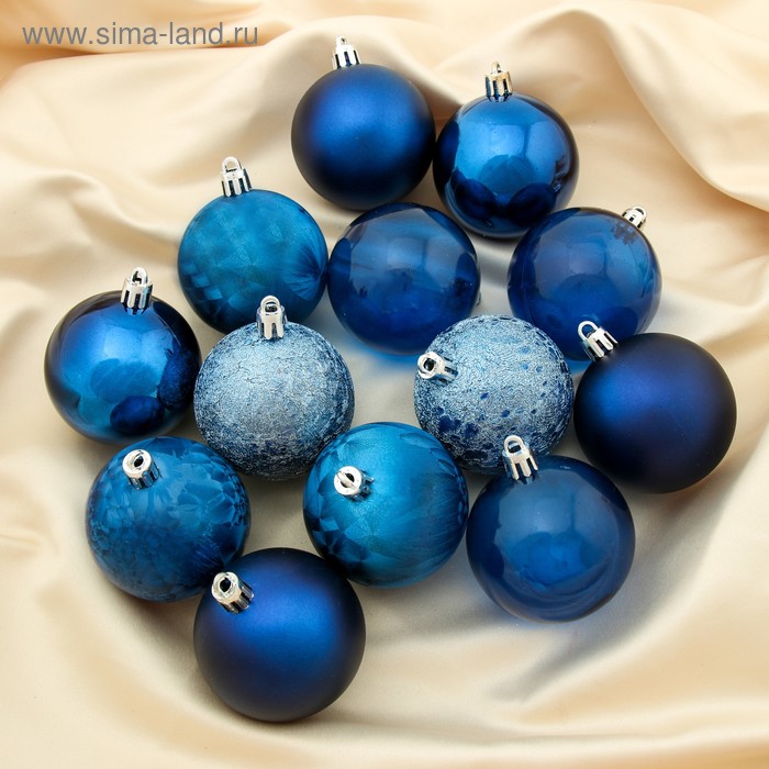 Ёлочные игрушки «Преломление», шары новогодние, d=6 см, набор 24 шт., синий - Фото 1