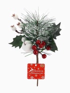 Еловая ветка декоративная «Зимнее волшебство. Чудо», с ягодами, 21 см - фото 60779772