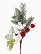 Еловая ветка декоративная «Зимнее волшебство. Чудо», ягоды, хвоя и зелень, 26 см 4301734