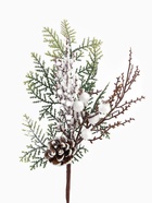 Еловая ветка декоративная «Зимнее волшебство. Чудо», с шишками, 35 см (комплект 2 шт) - фото 60084246