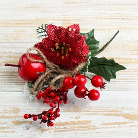 Декор "Зимняя магия" цветок ягоды листья, 21 см