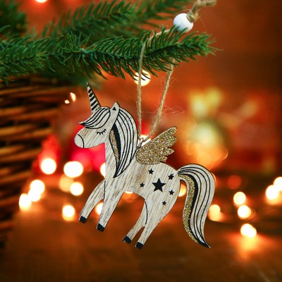 Елочная игрушка «Единороги», 0.5×9×7.5 см, односторонняя, МИКС
