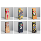 Набор пакетов крафт под бутылку «Счастья в Новом году!», 13 × 36 × 10 см. 6 шт. - фото 8841060
