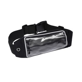 Спортивная сумка чехол на пояс LuazON, управление телефоном, отсек на молнии, чёрная