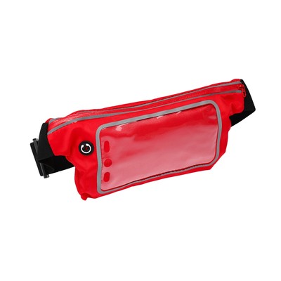 Спортивная сумка чехол на пояс LuazON, управление телефоном, отсек на молнии, красная