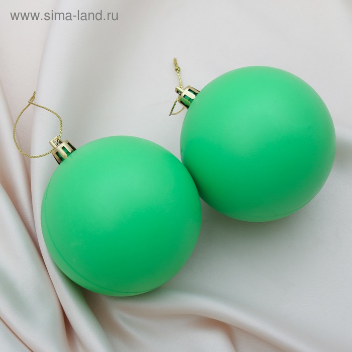 Набор шаров пластик d-8 см, 2 шт "Матовый" зелёный - Фото 1