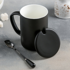 Кружка «Минимал», 360 мл, с керамической крышкой и ложкой, цвет МИКС - Фото 2