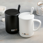 Кружка «Минимал», 360 мл, с керамической крышкой и ложкой, цвет МИКС - Фото 3