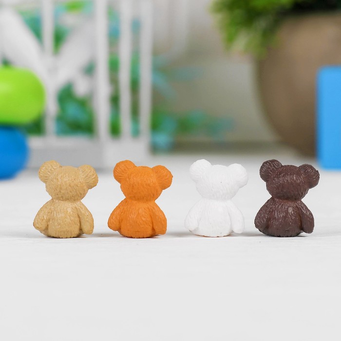 Миниатюра кукольная «Мишка», набор 4 шт, размер 1 шт: 1,8×1,4×1,1 см, цвета МИКС - фото 1884941494