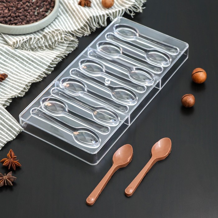 Форма для шоколада KONFINETTA «Ложки», 27,5×13,5 см, 10 ячеек (11,5×2,7 см)