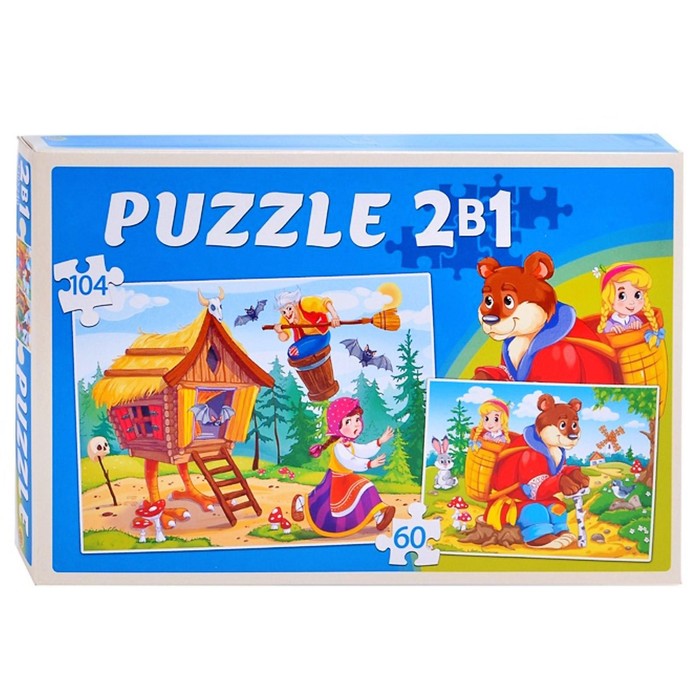 Пазл 2 в 1 «Сказки для малышей», 60 и 104 элементов - Фото 1