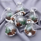 Ёлочные игрушки «Льдинка - шишки», шары новогодние, d=6 см, набор 6 шт., прозрачный - Фото 2