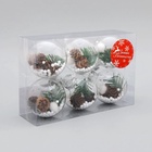 Ёлочные игрушки «Льдинка - шишки», шары новогодние, d=6 см, набор 6 шт., прозрачный - Фото 3