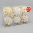 Ёлочные игрушки «Льдинка - мишура», шары новогодние, d=8 см, набор 6 шт., прозрачный - Фото 3